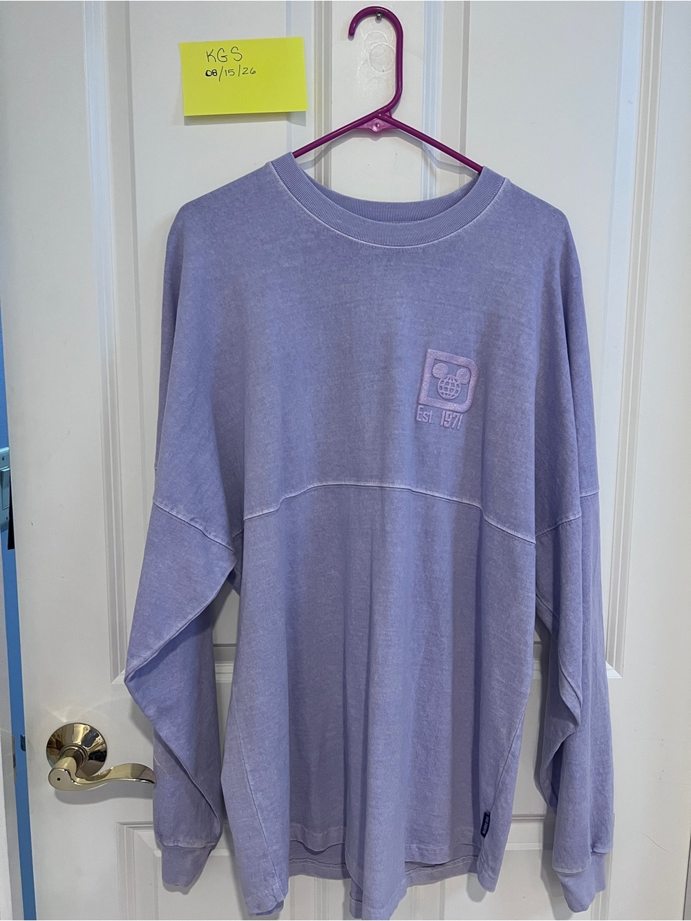 Disney Spirit Jersey Women XL Oversized Shirt Faded Purple Disney World Spellout